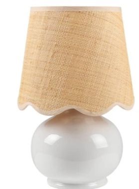 lot 6994 image: Livabliss Stella Diminuta 13.8-in White OnOff switch Table Lamp with Cotton Shade - Retail $50