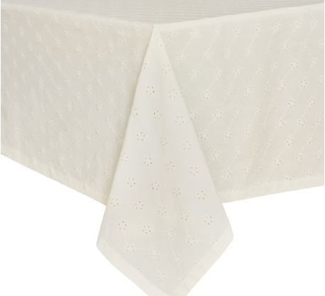 lot 6995 image: Pioneer Woman Eyelet Table Cloth, 60x102
