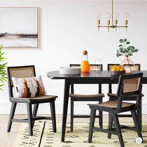 lot 30677 image: Tormod Backed Cane Dining Chair Black - Threshold Modern Unupholstered, Wood Frame, Polyester (Cosmetic Damage)- Retail $135