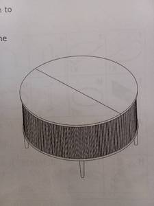 lot 30689 image: Round Coffee Table with Slatted Base Design - Retail $150
