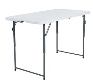 lot 30693 image: 4 Peakform Adjustable Height Folding Table Off White