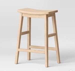 lot 30697 image: 24 Modern All Wood Counter Height Barstool with Footrest Natural - Threshold - Retail $85