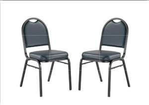 (Pack of 2) NPS 9200 Series Premium Vinyl Upholstered Stack Chair, Midnight Blue Seat - Retail: $141