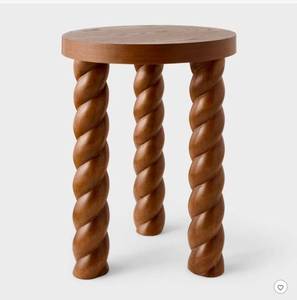 lot 30705 image: Braided Side Table Walnut - Threshold designed with Studio McGee Assembly Required  (One of the legs is wobbly.)- Retail $160