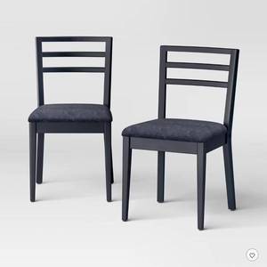 lot 30707 image: Set of 2 Ladder Back Dining Chair With Padded Seat Black - Room Essentials (Loose Screws)- Retail $120