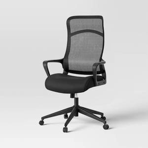 lot 30711 image: Comfort Office Chair Black - Room Essentials  Ergonomic, Adjustable, Mesh Back, 5-Wheel Base  (Missing Parts)- Retail $98
