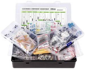 lot 32879 image: 2200 pcs Electronic Component Assortment Kit, Capacitors, Resistors, Transistors, Inductors, Diodes, Potentiometer, IC, LED and PCB - Retail $69