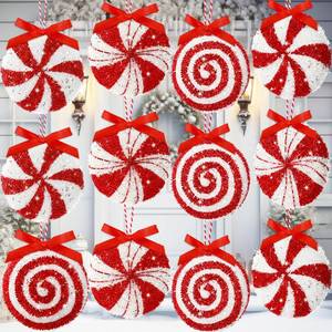 lot 32884 image: 12 Pcs Large Christmas Glitter Candy Canes Ornaments 3.94