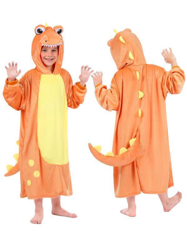 lot 9708 image: ROC PARTY T-Rex Dinosaur Costume Hoodie Dress for Kids 4 to10 Years -SizeL