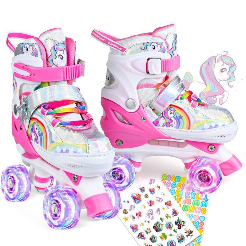 lot 10464 image: Rainbow Kids Roller Skates for GirlsBoys- Size 4