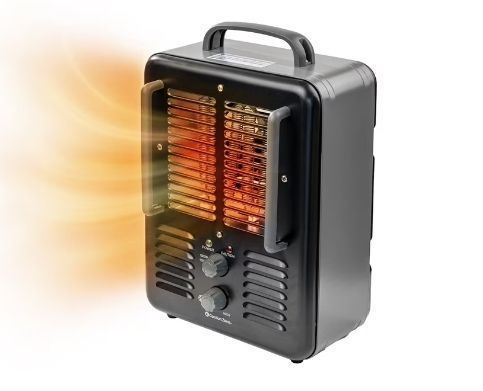 lot 2478 image: Comfort Zone Milkhouse Style Utility Space Heater with Adjustable Thermostat, 3-Prong Plug, Black (Missing Button)