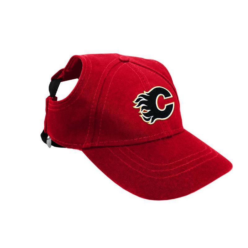 lot 7540 image: NHL Calgary Flames Pet Baseball Hat, Team Color Size  Small