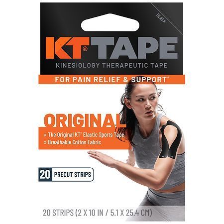 lot 7998 image: KT Tape Original Elastic Sports Tape 20 Strips - Black Arthritis & Muscle Pain Relief