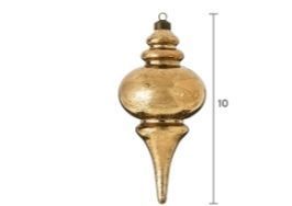 lot 30106 image: My Texas House 3 Count Gold Mercury-Style Shatterproof Christmas Ornaments