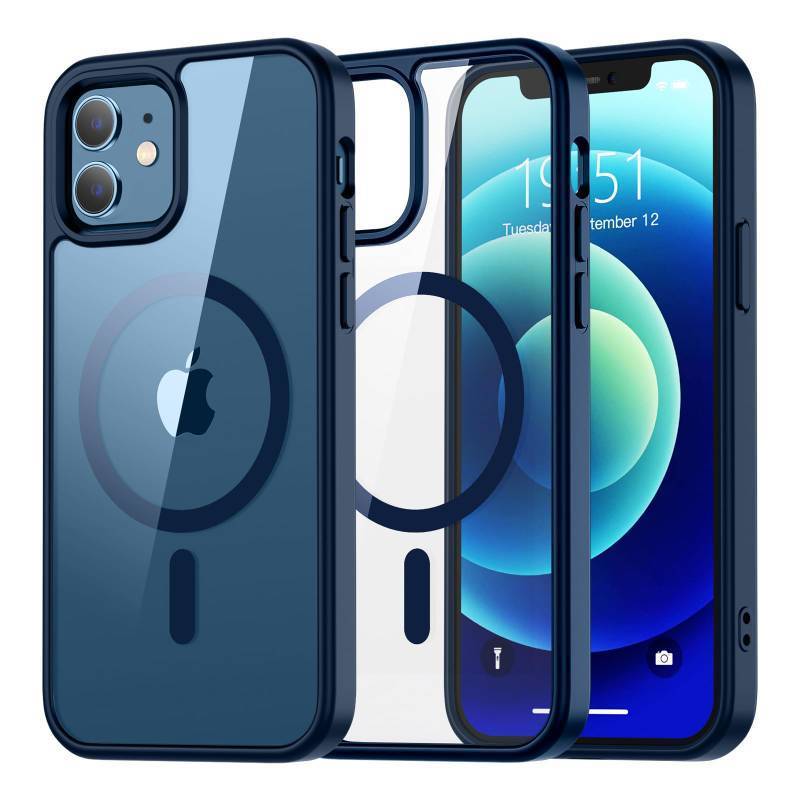 lot 31038 image: Magnetic for iPhone 12 Case, iPhone 12 Pro case, Compatible with MagSafeClear Hard Back with Soft TPU Bumper12FT Military Grade Drop Protection Shockproof Phone Case,Clear Sapphire Blue