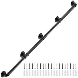 lot 15446 image: Groking 13FT Industrial Stair Railing Wall Mount Staircase Handrail 1.3 Pipe Hand Rail for Steps Grab Bar Foot Rail Vintage Pipe Railing Black Deck Handrail for Outdoor Indoor Stairs Porch - Retail $69