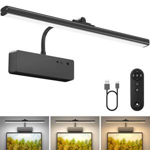 lot 15451 image: Lightbiz Picture Light, 15.35inch 5400mAh Rechargeable Picture Lights for Wall Battery Operated Wall Lights, 3 Colors Paintings Light Dimmable Art Light for Artwork, Gallery(Black) - Retail $36