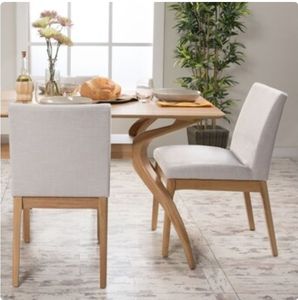 Dexmalle Set of 2 Light Beige Environmentally-friendly Rubberwood Dining Chair With Thick Cushion - Retail: $446
