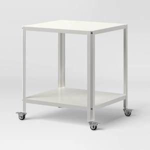 lot 30722 image: Metal Accent Rolling Side Table Chalk White - Room Essentials - Retail $65