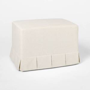 lot 30723 image: Box Pleat Upholstered Ottoman Cream - Threshold  designed with Studio McGee - Retail $180