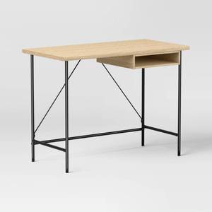 lot 30736 image: Wood and Metal Writing Desk with Storage Natural - Room Essentials   - Retail $85