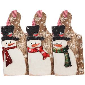 lot 32976 image: 3 Pcs Snowman Christmas Decorative Wood Cutting Boards