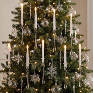 lot 32983 image: Christmas Tree Candles with Remote Timer Real Glass Icicle Ornaments - 12 Pack Flameless Flickering Battery Operated Candles