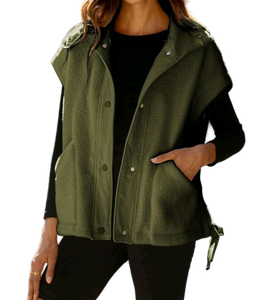 lot 32984 image: Womens Fuzzy Fleece Vest -Army Green Size  Small