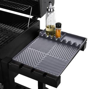 lot 34001 image: Griddle Mat Barbeque Grill Accessories Tools for Blackstone, Side Shelf Mat Grill Pad for Outdoor Grill Kitchen Counter Spatula Silicone Mat with Drip Pad for Kitchen, Cooking, Countertop (Grey)