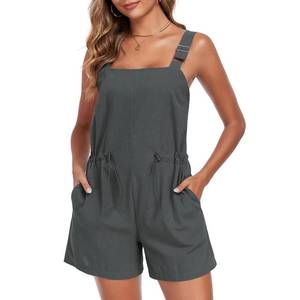 lot 34002 image: Womens Short Overalls Adjustable Strap Drawstring Waist Sleeveless Shorts -SIze 2XL