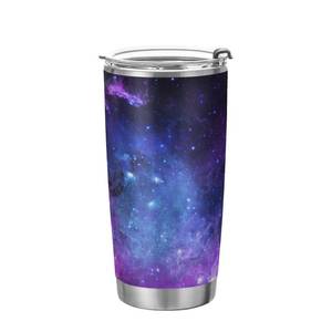 lot 34010 image: Tumbler Stainless Steel Vacuum Insulated Cup Double Walled, Simple Thermos Universe Galaxy Nebula Space Travel Mug for Coffee, Beverages, Tea with Straw and Lid