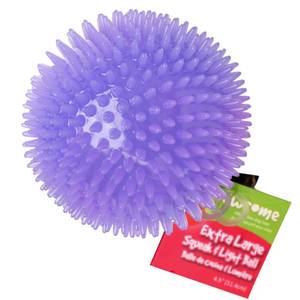 lot 34021 image: Gnawsome 4.5 Spiky Squeak & Light Ball Dog Toy - Extra Large, Cleans teeth and Promotes Dental and Gum Health for Your Pet, Colors will vary, All Breed Sizes