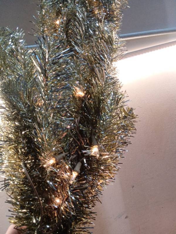 lot 30342 image: National Tree Company 4 ft Prelit Tinsel Tree