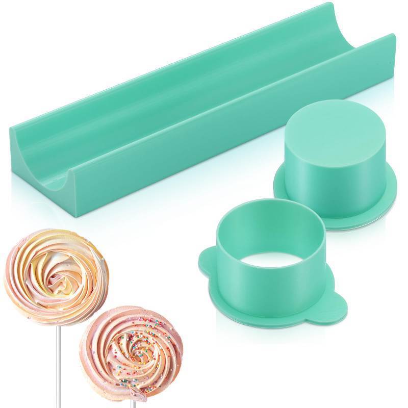 lot 31081 image: Reallnaive Round Cake Pop Mold Set with 9 Inch Tray and Pusher, 3D Printed Cake Pop Cutter and Pusher