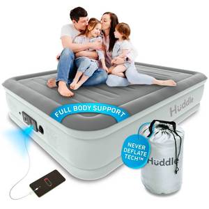 lot 15473 image: Huddle Luxury Air Bed with Patented Dual Pump SlumberGuard Premium Technology  Self-Inflation and Anti-Deflate Airbed Tech  Comfort Inflatable Air Mattress  Queen Size - Retail $157