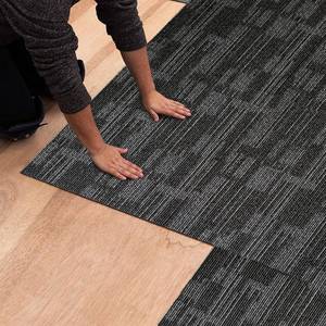 lot 15476 image: 24 inch x 24 inch Carpet Tiles upholstered Non-Slip Carpet Squares Reusable Easy to Install Indoor and Outdoor Office Home Decor Flooring (Grey, 10 Pack)