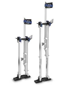 lot 15485 image: GCCSJ 24-40 Drywall Stilts for Adults Adjustable Heights Aluminum Work Stilt with Protective Knee Pads for Sheetrock Drop Ceiling Painting Painter Pruning Branches or Cleaning - Retail $129