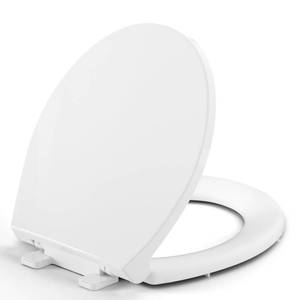 lot 15491 image: Round Toilet Seat, Standard 16.5 SlowSoft Close Round Toilet Seat for Round Toilets, No-Slam Quiet-Close Lid, Easy-to-Install, White, Durable Never-Loosen Design