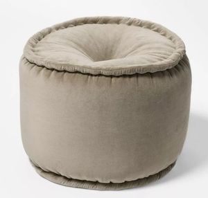 lot 30747 image: Cotton Velvet Pouf Tan -Threshold  designed with Studio McGee - Retail $51