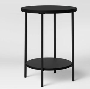 lot 30751 image: Wood and Metal Round Side Table Black - Room Essentials