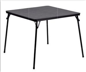 lot 30755 image: Emma and Oliver Black Foldable Card Table with Vinyl Table Top - Game Table - Portable Table (See Pics)  - Retail $60
