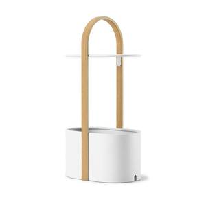 lot 30757 image: Umbra Bellwood Storage Table WhiteNatural Novelty Shaped, Wood & Steel, with Shelf - Retail $129