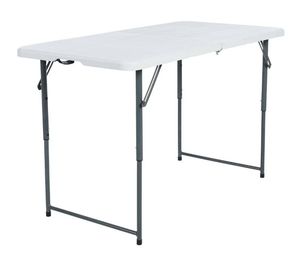 lot 30766 image: 4 Peakform Adjustable Height Folding Table Off White