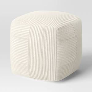 lot 30771 image: Ribbed Pouf Ottoman Cream - Room Essentials
