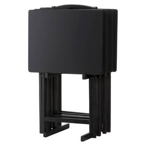 lot 30778 image: Peakform 5pc TV Tray Set Wood Black - Retail $72