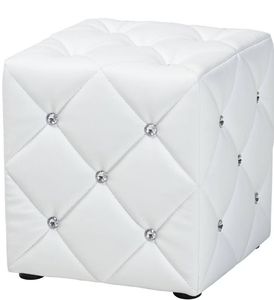 lot 30785 image: Stacey Modern and Contemporary Faux Leather Upholstered Ottoman White - Baxton Studio