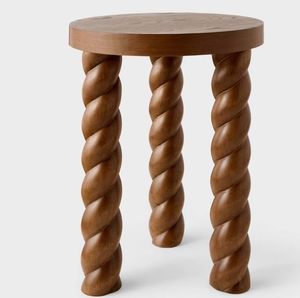 lot 30787 image: Braided Side Table Walnut - Threshold  designed with Studio McGee - Retail $150