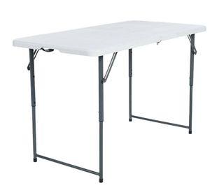 lot 30788 image: 4 Peakform Adjustable Height Folding Table Off White