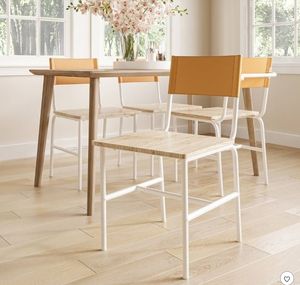 lot 30795 image: 2pk Boulevard Caf Dining Chairs Metal and Faux Leather Camel - Sauder Upholstered, Modern Style