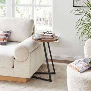 lot 30797 image: Danya B. 23.3x15.75 Addison Round Couch Side Accent Chair Table Modern Metal Pedestal, C-Table Design - Retail $62